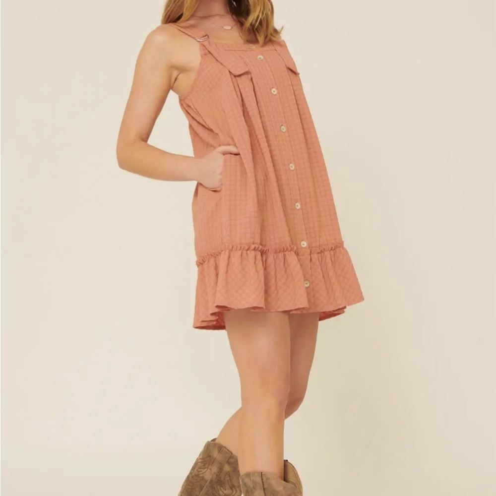 Rust Button-Down Sundress with pockets - Picture 2 of 4